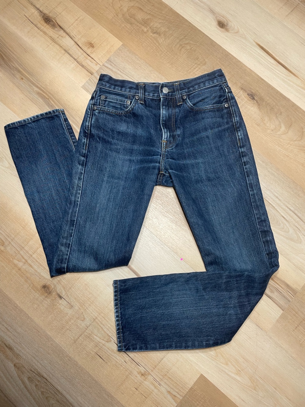 J Crew Kaihara Denim 770 Straight Jeans Womens 28x32 Dark Wash Slim Fit